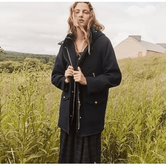 J.Crew Chateau Italian Wool Parka Pea Coat Winter Jacket Size 6 Petite Black - Picture 1 of 16